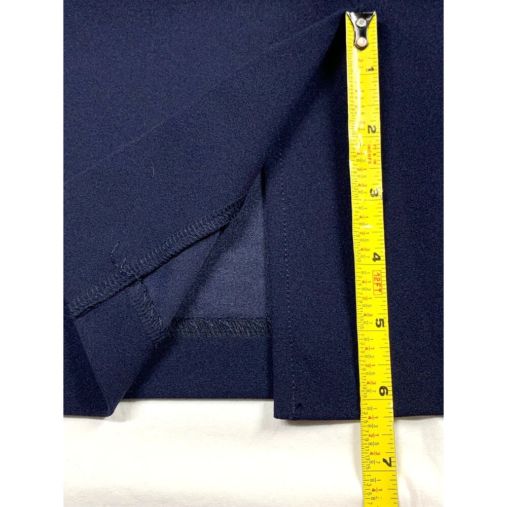 Karl Lagerfeld Paris Scuba Crepe Sheath Dress 14 Navy Pearl Cuff Chiffon Sleeve - Picture 8 of 12